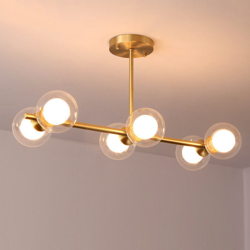 6 Light Semi Flush Mount In Br With Clear Opal Gl Globe Shade 6 Light Semi Flush Mount In Br With Clear Opal Gl Globe Shade