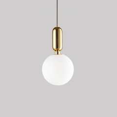 Modern 1 Light Aballs T Pendant Lamp in White/Black/Gold