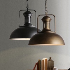 Vintage Bronze/Black Industrial Dome Shade 1 Light Barn Pendant Light