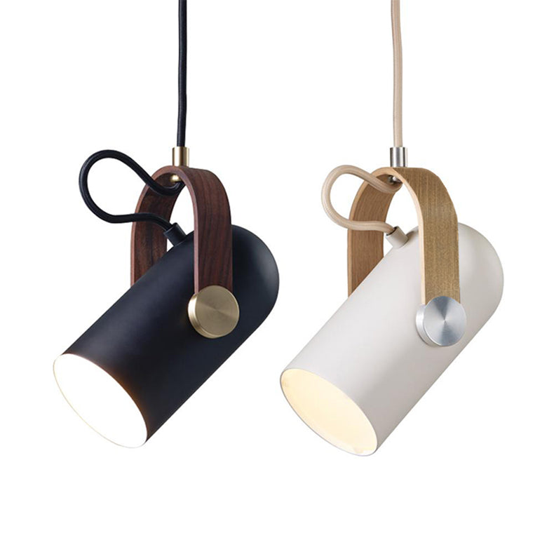 Black Spotlight Minimalist Leather Strap Pendant Light