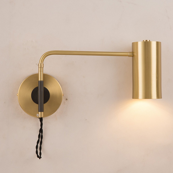Modern 1 Light Brass Wall Sconce, Bedside Reading Wall Lamps