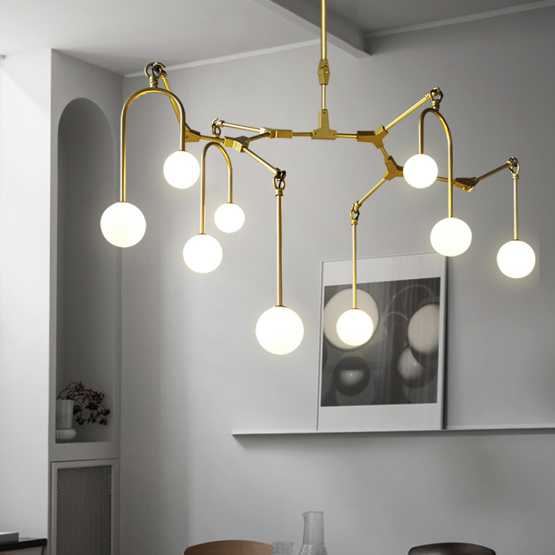 Branching Pendant Light Chandelier in Gold/Black