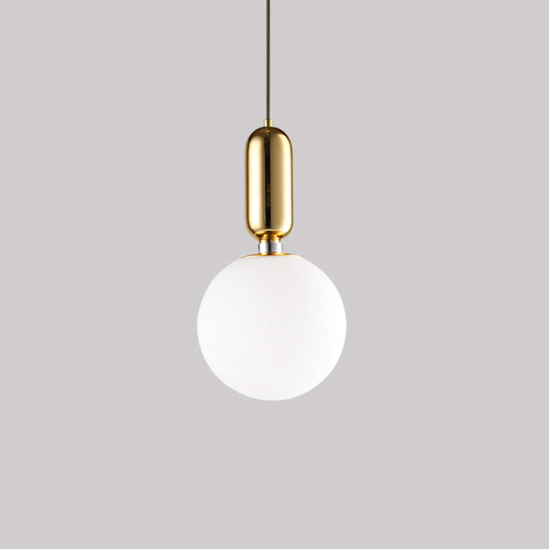 Modern 1 Light Aballs T Pendant Lamp in White/Black/Gold