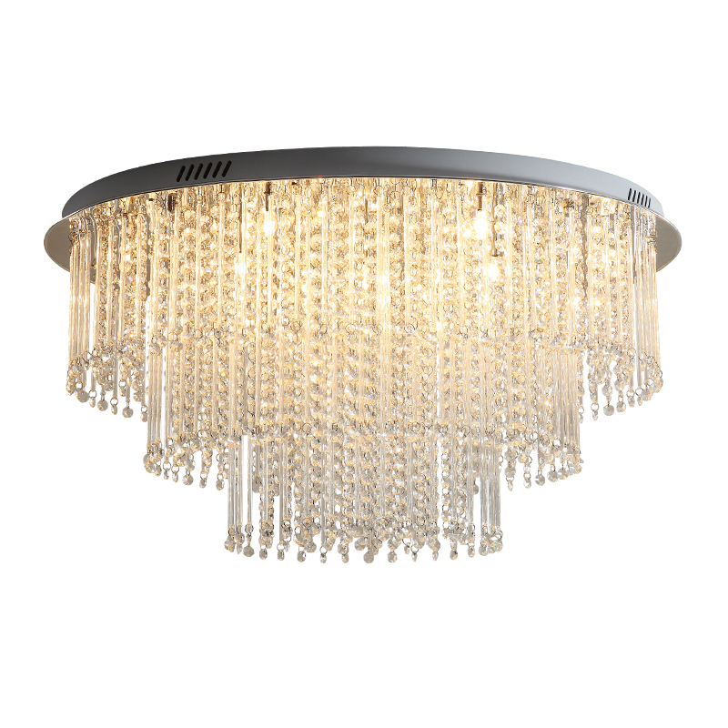 Modern Luxury 3 Tier 12 Light Crystal Ceiling Lamp Chrome 3 Tier 12 Light Crystal Ceiling Lamp Chrome