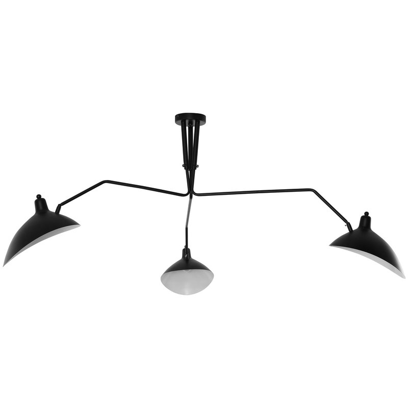 Mid Century Modern 3 Light Stretching Ceiling Light in Black