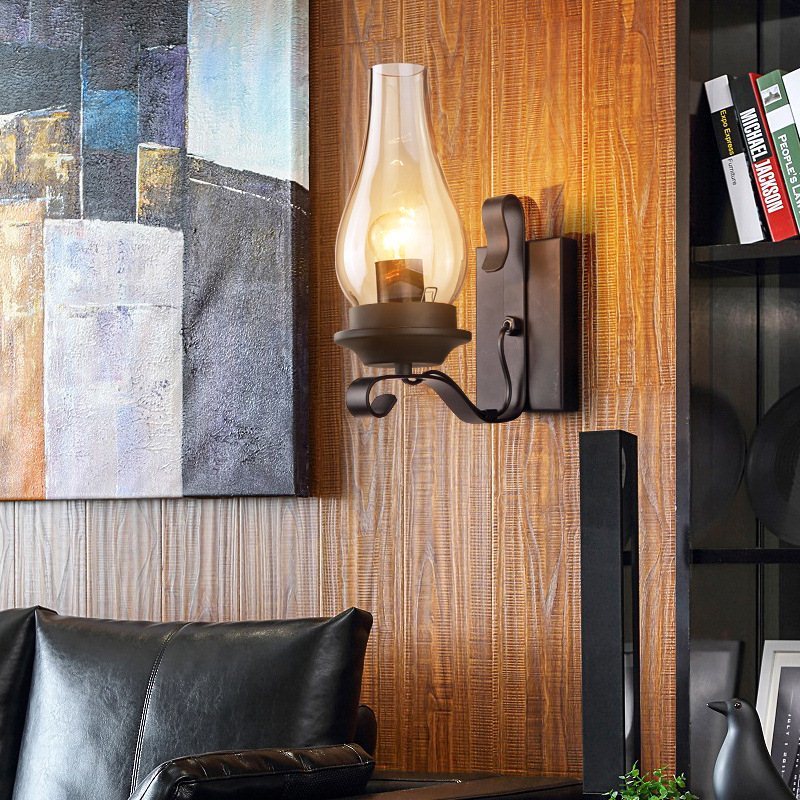Industrial Style Glass Shade Metal Wall Lamp