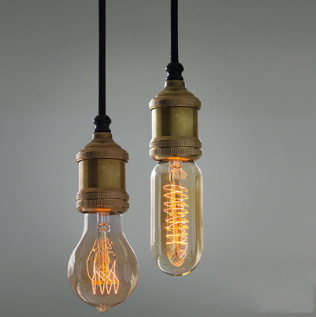 Solitaire Bronze Bare Edison Bulb Pendant Light