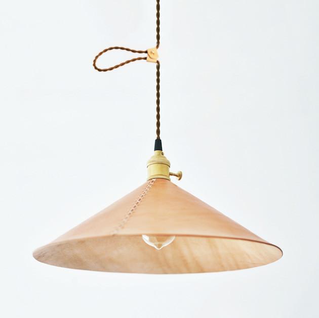 Baxter leather cone pendant light