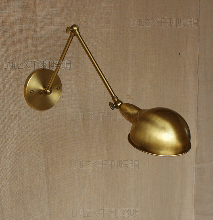 Brass Single Head Shade Industrial Wall Light