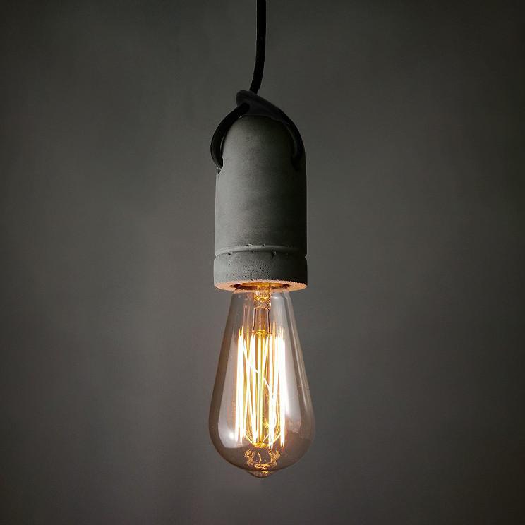 Concrete Bare Bulb Light Fitting Pendant Light