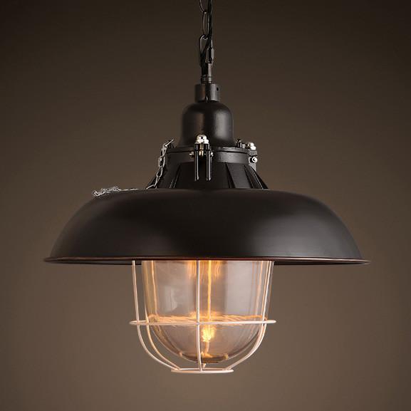 Helmut Glass Shade Industrial Pendant Light (short)