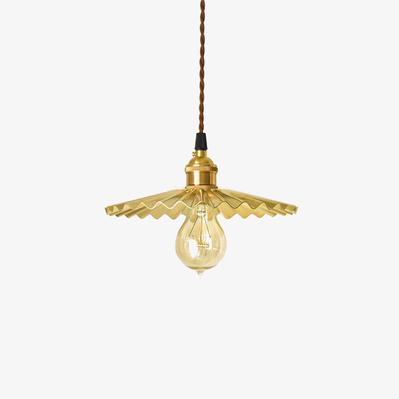 Brushed brass fluted pendant light